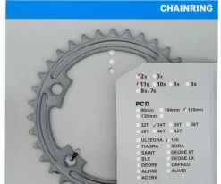 Shimano Plateau Pour FC-R7000 50/34 Dents -vélo de route 105 FC R7000 34 silber Verpackung
