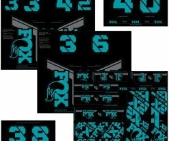 Fox Racing Kit D'autocollants Custom Fork Et Shox 2021 -vélo de route 803 01 735 FOX Decal 2021 AM Custom Fork and Shock Kit Turquoise 2