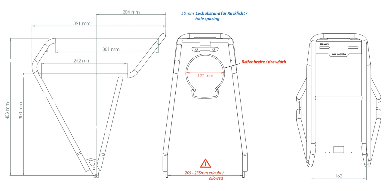 Tubus Porte-bagages Fat 26" - 28" Noir 4 Tubus Porte-bagages Fat 26" - 28" Noir – Image 2