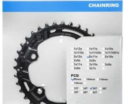 Shimano DEORE FC-M5100-2/M5100-B2 2x11 Vitesses Plateau 12 Shimano DEORE FC-M5100-2/M5100-B2 2x11 Vitesses Plateau -vélo de route Shimano DEORE FC M5100 2 M5100 B2 36T Kettenblatt Y0LB98010 a