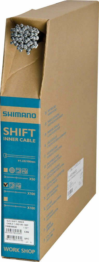 Shimano Câble De Commande En Acier Inoxydable SUS 1,2mm X 2100mm (boîte De 100) 3 Shimano Câble De Commande En Acier Inoxydable SUS 1,2mm X 2100mm (boîte De 100)